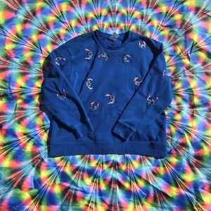 Lilo and Stitch Disney Blue Sweatshirt Embroidered XL